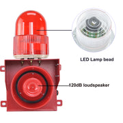 YASONG SLA-01T1 120dB Timer Alarm Siren, 45W, 12 Tones, IP65, USB Upload, LED Strobe, Wall Mount
