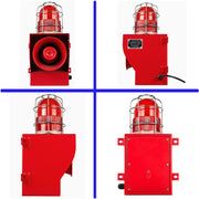 YASONG Sirena de alarma exterior IP66 impermeable anticolisión 130dB Bocina de seguridad con luz estroboscópica para puerto, muelle, fábrica, escuela, hogar SLA-05G