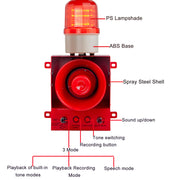 YASONG SLA-3100 130dB Recordable Industrial Alarm Siren, 30W, Microphone Speech Mode, IP65, LED Strobe