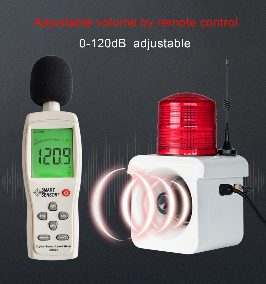 Sirena de alarma inalámbrica con control remoto YASONG (2000m/500m), luz estroboscópica LED de advertencia, bocina de 120dB, potencia de 15W para prevención de pérdidas, almacén, fábrica SLA-800Y