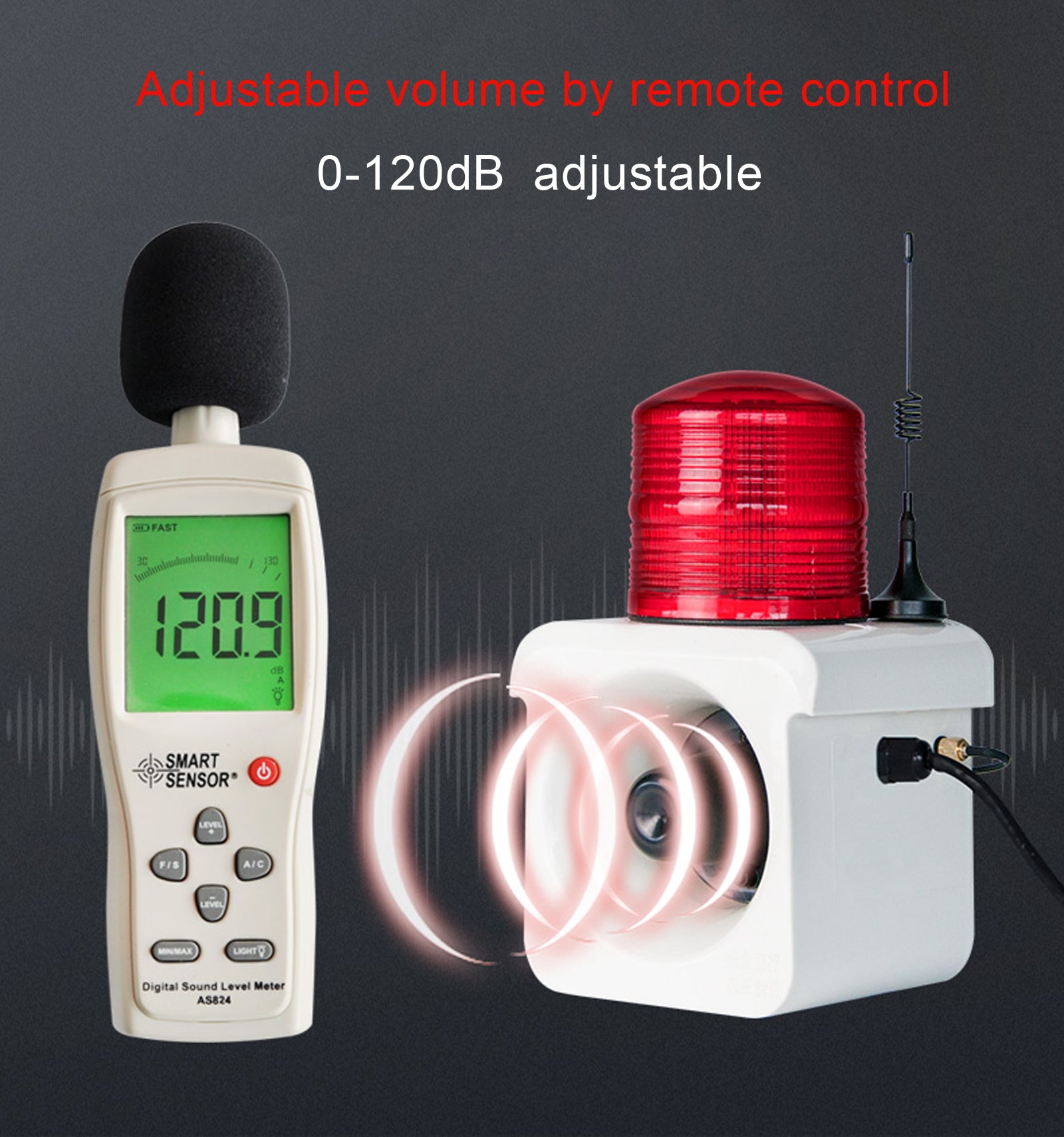 Sirena de alarma inalámbrica con control remoto YASONG (2000m/500m), luz estroboscópica LED de advertencia, bocina de 120dB, potencia de 15W para prevención de pérdidas, almacén, fábrica SLA-800Y