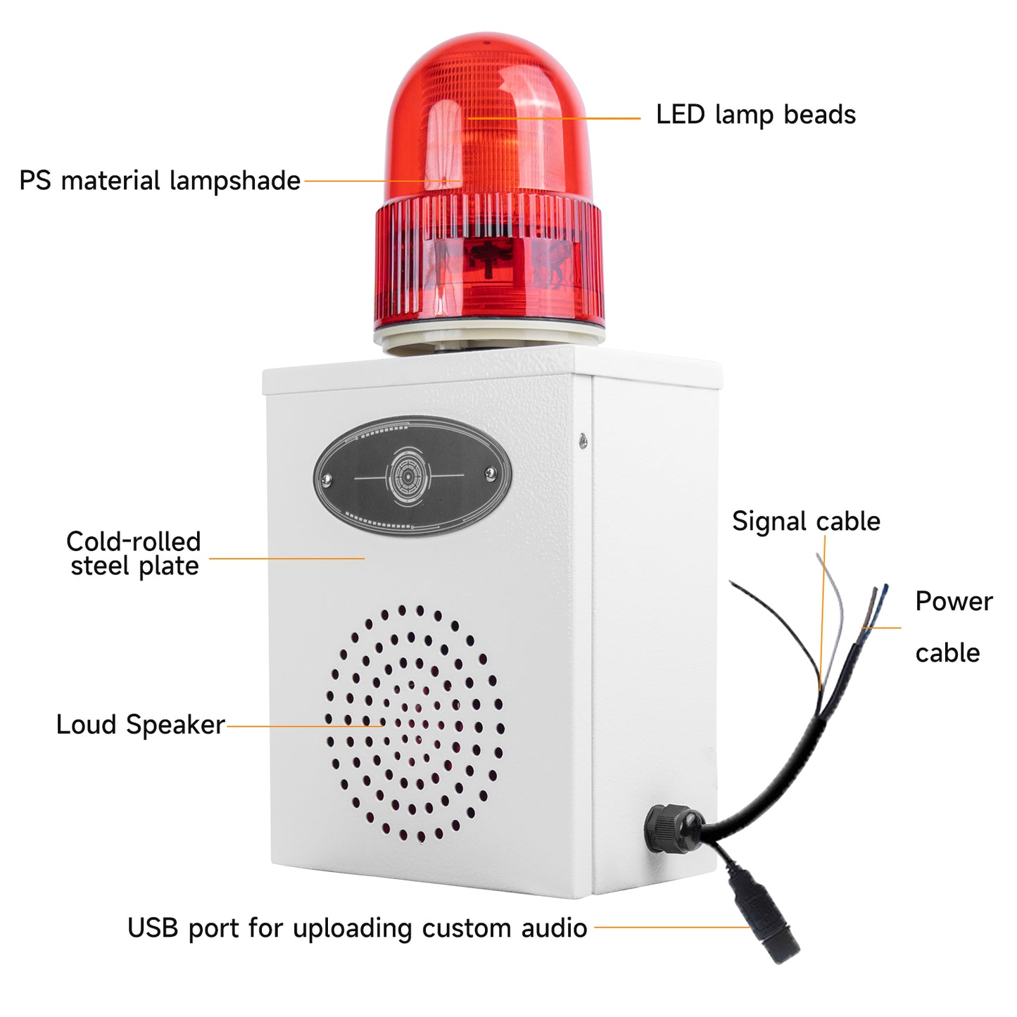 RS-485 Network Communication Alarm Siren Waterproof Adjust 0-120dB Alarm Systerm with LED Strobe Light for Industry Warehouse Factory SLA-B02X