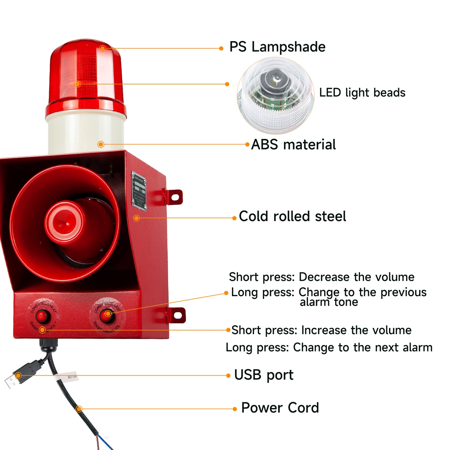 YASONG Wireless WiFi APP Control Industrial Alarm Siren 130dB Horn  Emergency Sirens Compatible with Alexa, Google Assistant SLA-05BWIFI