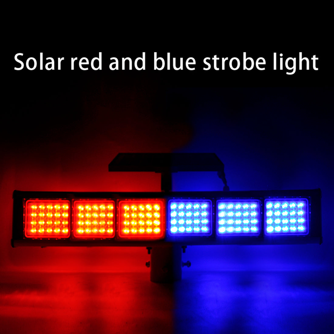 YASONG SLA-X06W 30W Solar Motion Detection Industrial Warning Light, Double-Sided Red Blue Strobe, IP65 Waterproof, 10AH Lithium Battery