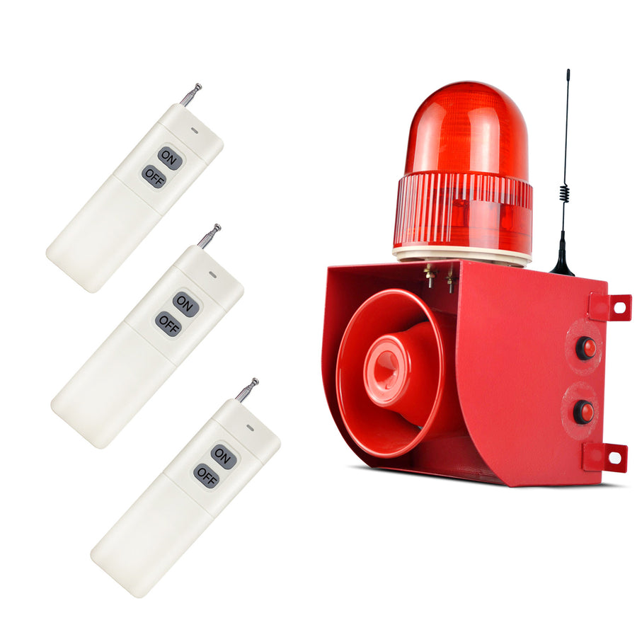YASONG SLA-01HY-500-3 120dB Remote Control Siren, 3 Remotes, 500m Range, 25W, IP65, USB Audio, LED Strobe