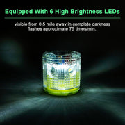 YASONG Solar LED Industrial Strobe Warning Light, IP54 Outdoor Safety Beacon, 6 LEDs, Auto Night Flashing