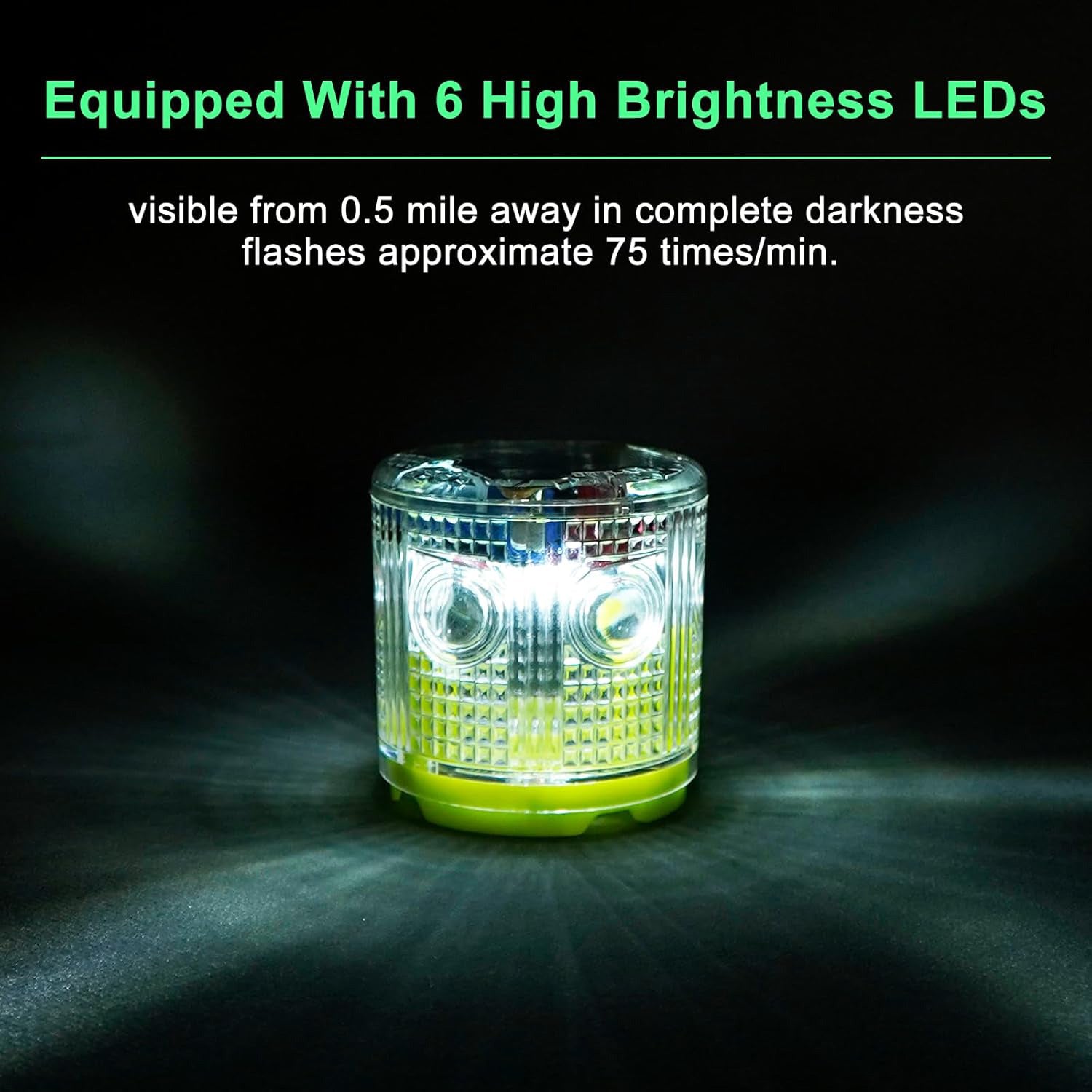 YASONG Solar LED Industrial Strobe Warning Light, IP54 Outdoor Safety Beacon, 6 LEDs, Auto Night Flashing