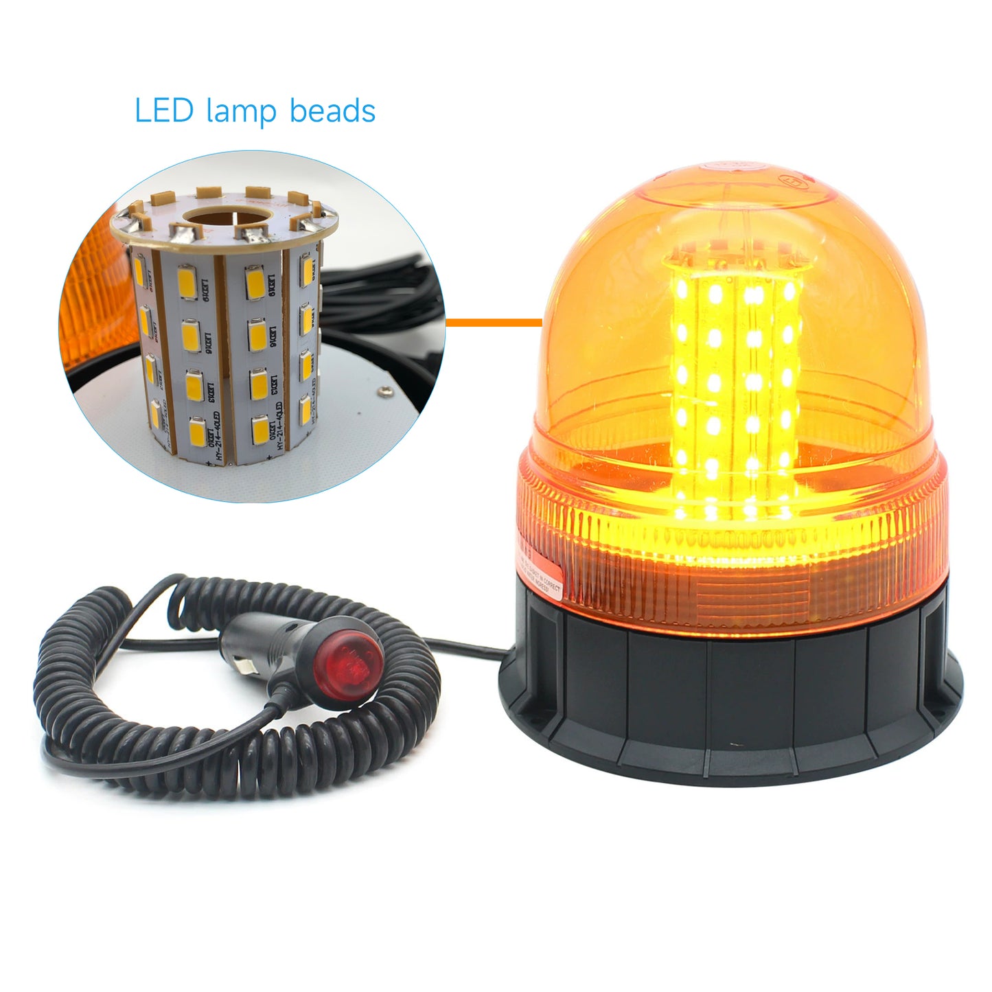 YASONG 60 LED Beacon Strobe Light 12V-24V Amber Magnetic Rooftop Emergency Safety Warning Flashing Light for Forklift Truck Tractor Carts UTV Bus