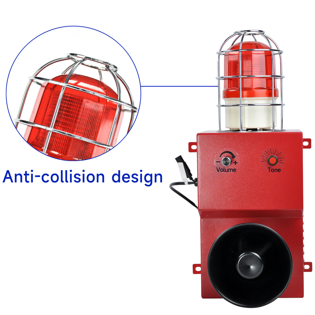 YASONG Sirena de Alarma Anticolisión Exterior 80W 130dB con Luz Estroboscópica para Puerto, Muelle, Fábrica, Alarma de Emergencia, Alcance de 150 Metros SLA-09