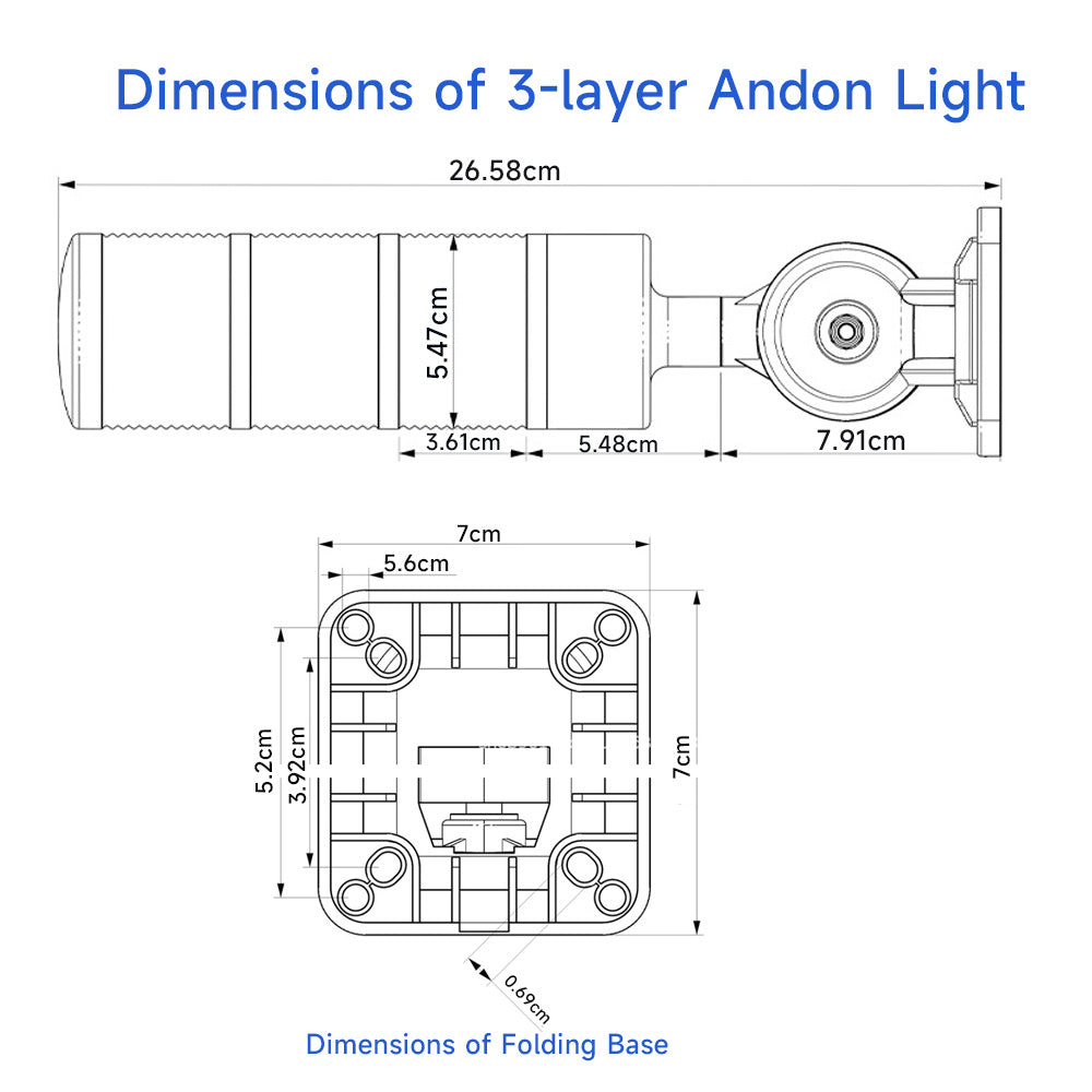 YASONG LTA-30-J LED Stack Tower Light, 1-5 Layers, Foldable Base, Strobe / Steady switchable, With or without buzzer