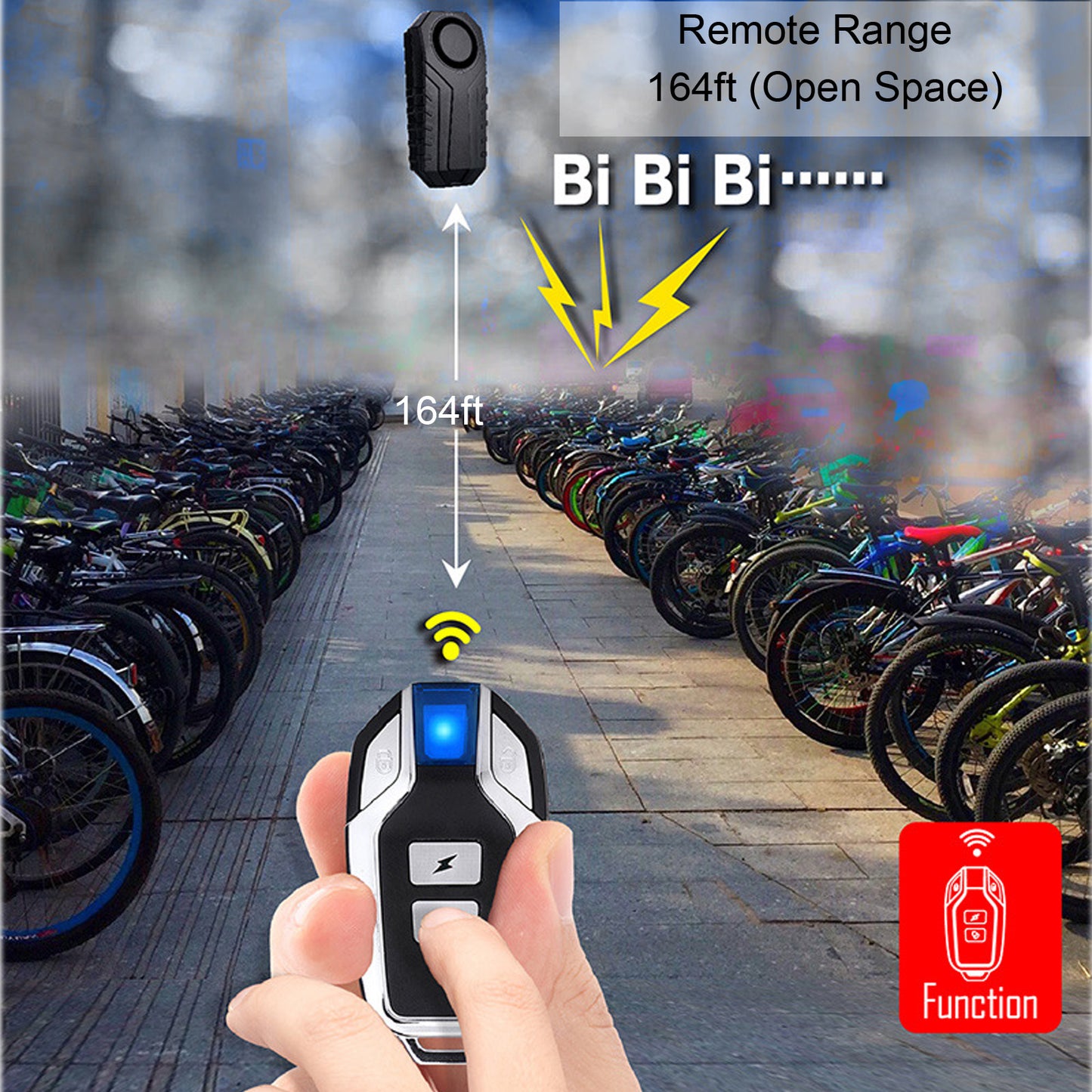 YASONG Wireless Bike Alarm 113dB Loud Anti-Theft Vibration Motorcycle Bicycle Alarm Waterproof Vehicle Security  Vibration Sensor Alarm System for Vehicle&Car&Trailer((1 Pack))