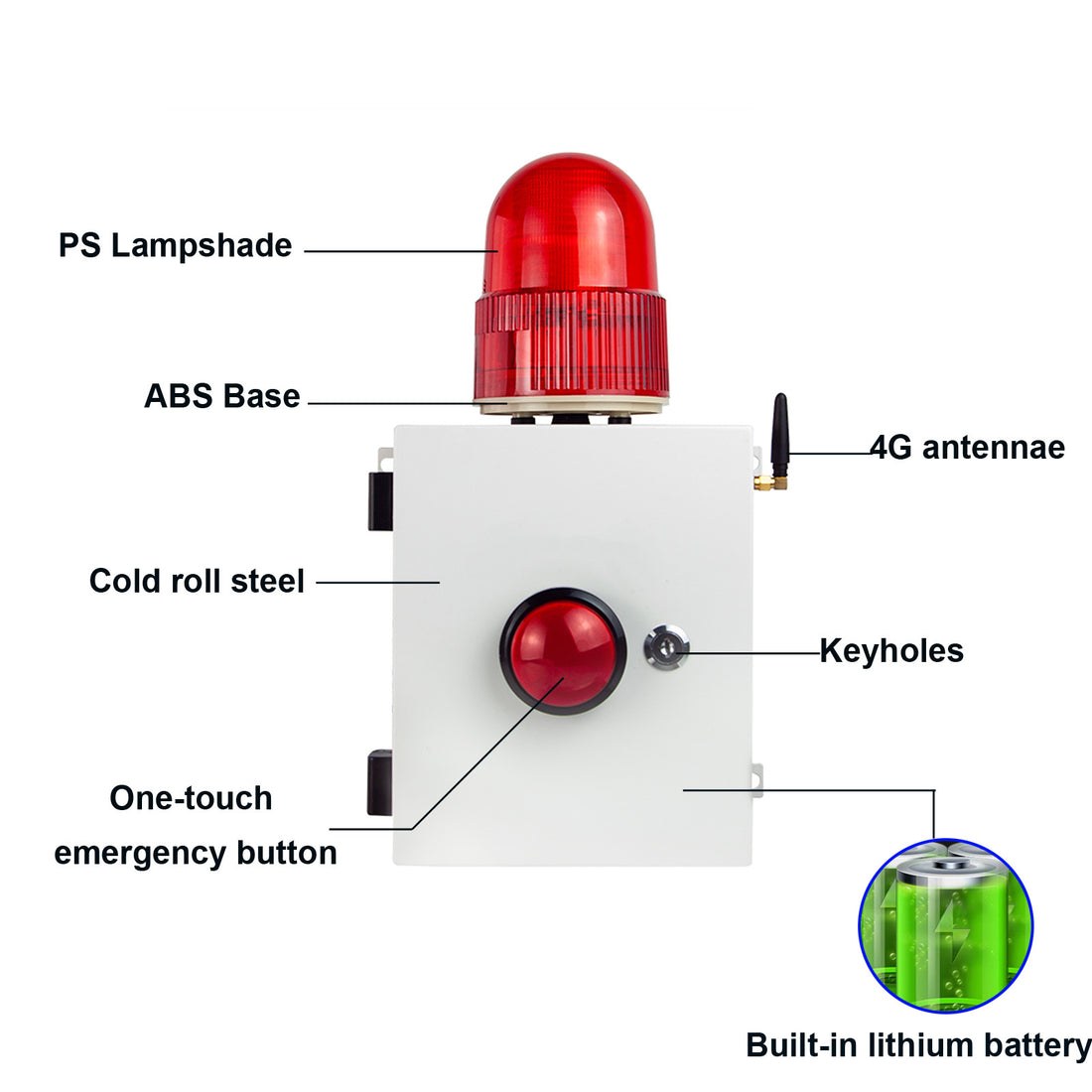 YASONG SLA-YJ01 120dB Emergency Alarm Siren with Plug, 6 Tones, IP54, LED Strobe, Wall Mount