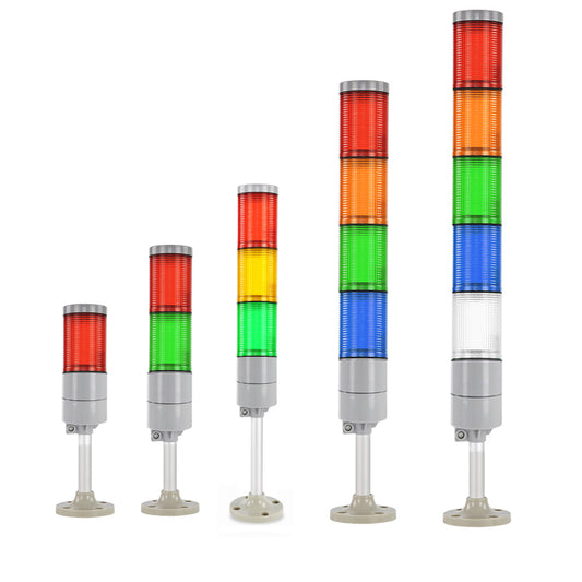 Tower Light IP65 Waterproof Multilayers Stack Warning Lights with No Sound, Steady Light, 4 Types of Base For Machine LTA-052T