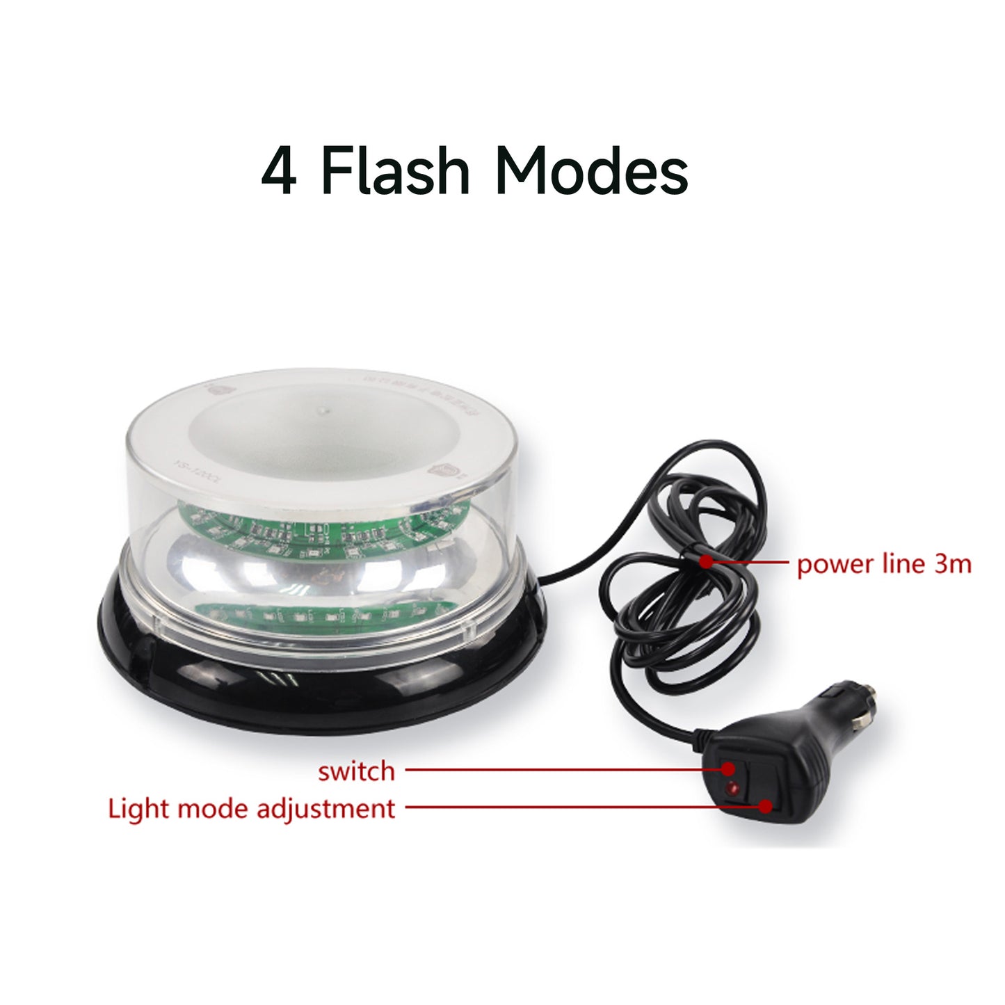 Strobe Flashing Lights for vehicles Waterproof 4 flashing modes LED Car Warning Light With The Cigarette Plug DC12V/24V YS-120CL