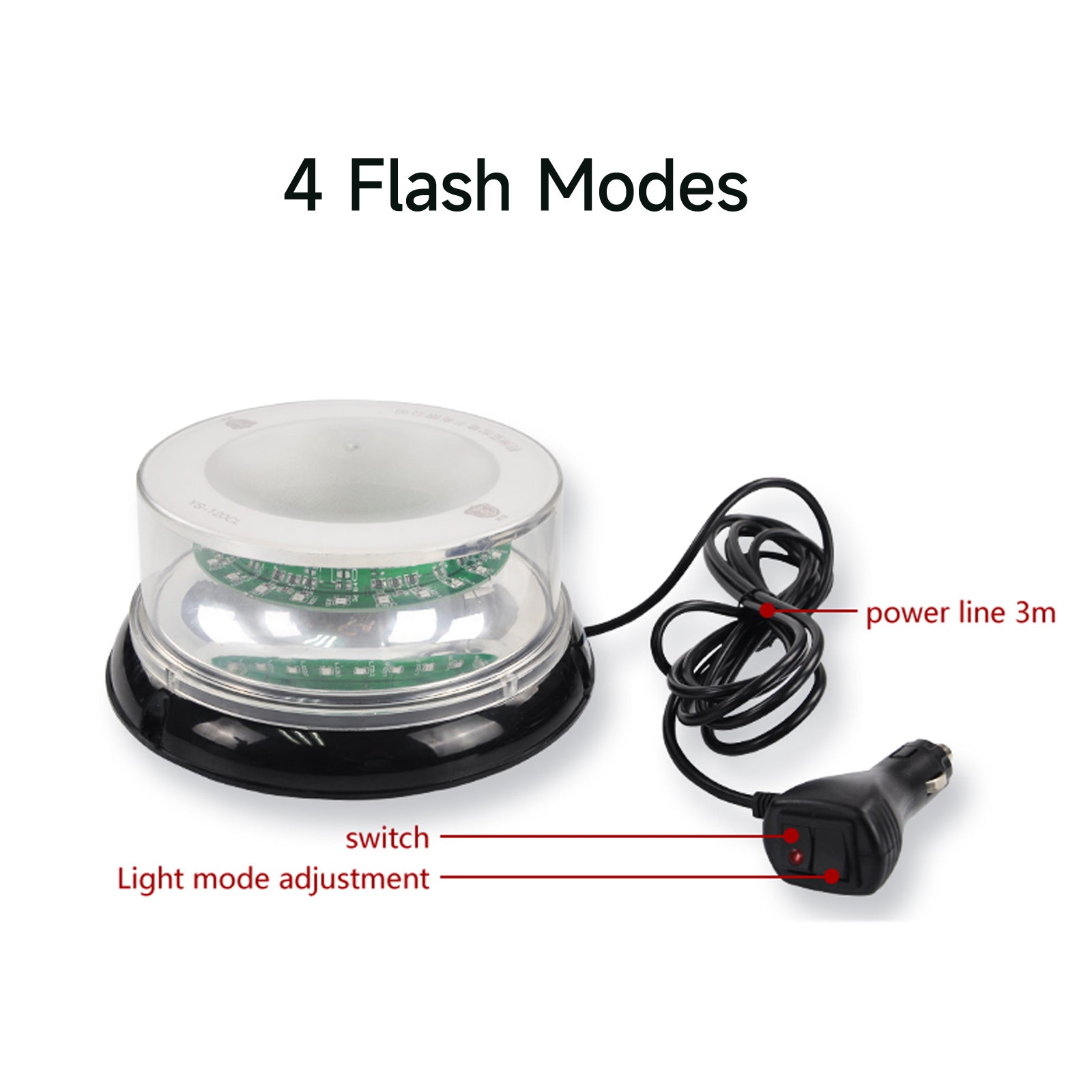 Feux clignotants stroboscopiques pour véhicules, étanches, 4 modes de clignotement, voyant d'avertissement LED pour voiture avec prise allume-cigare DC12V/24V SLA-120CL