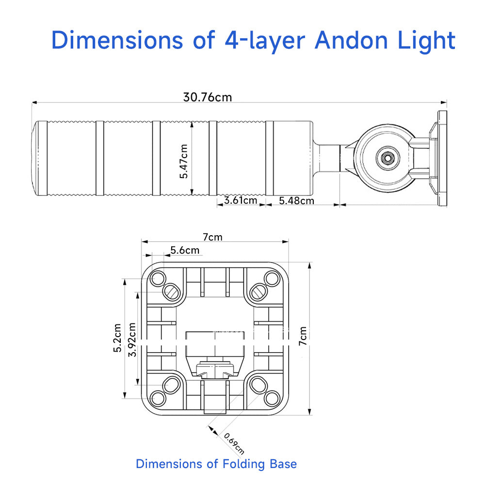 YASONG LTA-30-J LED Stack Tower Light, 1-5 Layers, Foldable Base, Strobe / Steady switchable, With or without buzzer