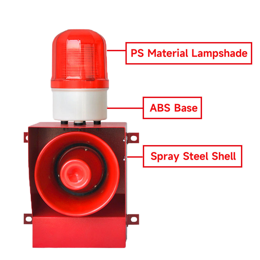 YASONG SLA-05A 130dB High Power Industrial Alarm Siren, 45W, IP65, LED Strobe, AC/DC Voltage Options