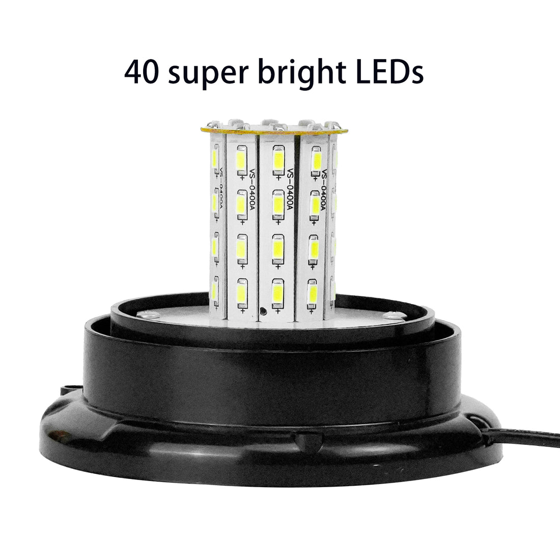 YASONG Amber 40 LED Magnetic Beacon Strobe Light, DC12V-24V, 7 Flash Patterns, 9.8ft Cord, 20W