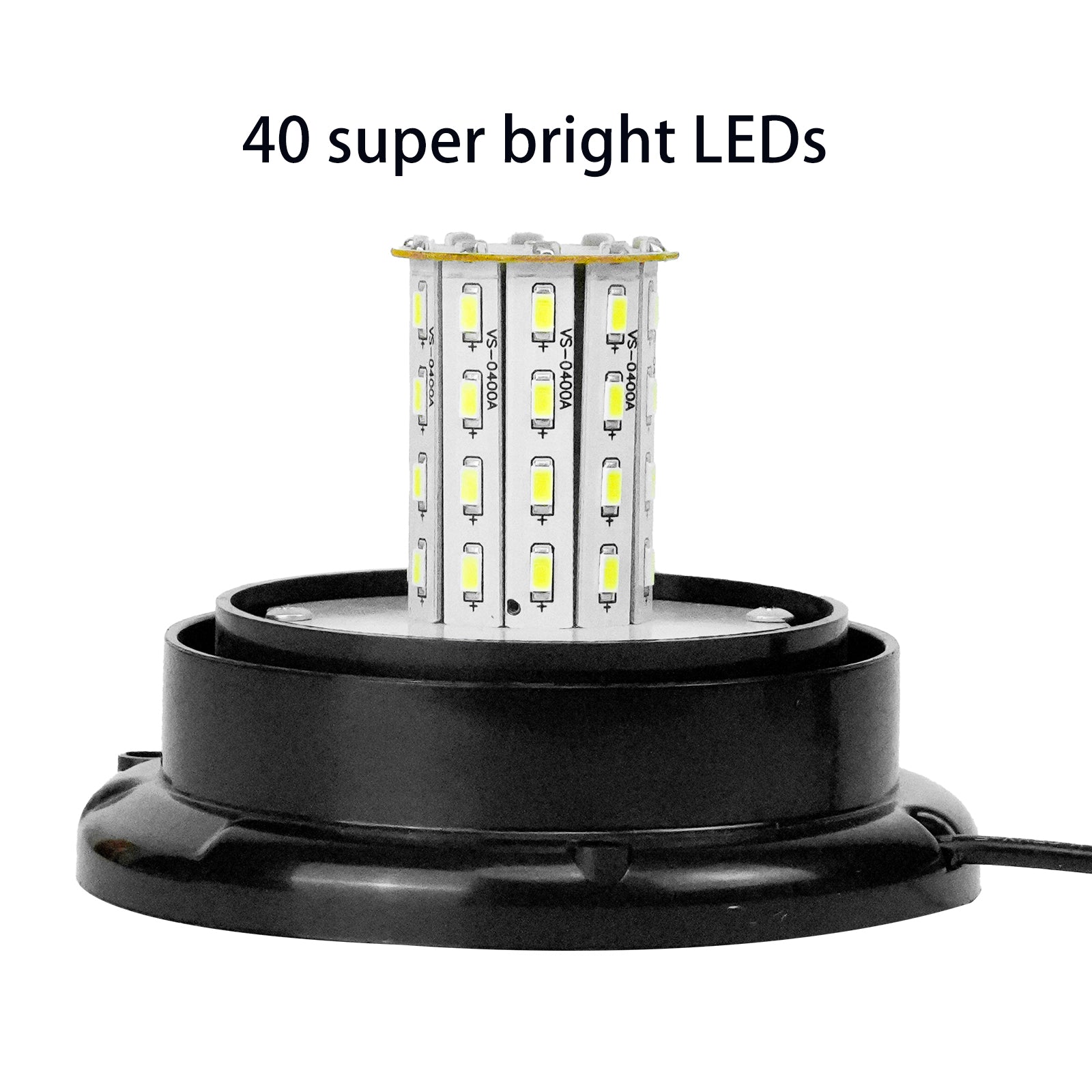 YASONG Amber 40 LED Magnetic Beacon Strobe Light, DC12V-24V, 7 Flash Patterns, 9.8ft Cord, 20W