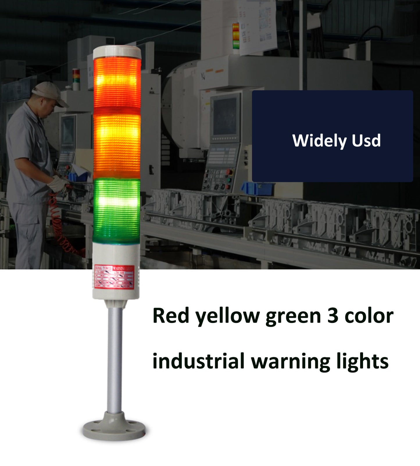 Tower Light IP44 Waterproof Multilayers Stack Warning Lights with Sound, Round Bottom, Flashing or Steady For Machine LTA-505T(W)J