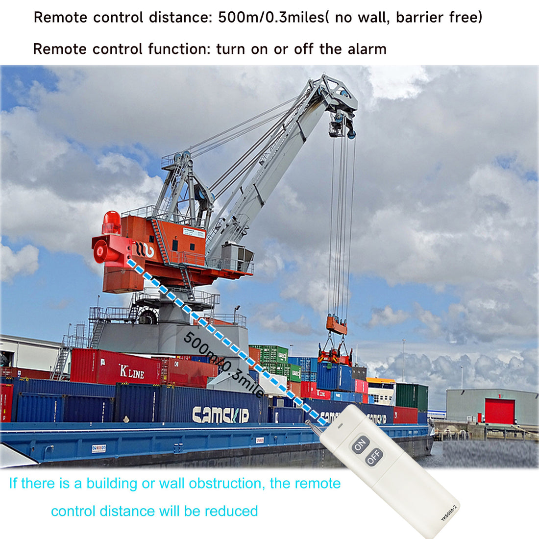 YASONG SLA-01TY 120dB Wireless Remote Control Industrial Alarm Siren, 500m/2000m, 25W, IP65, LED Strobe