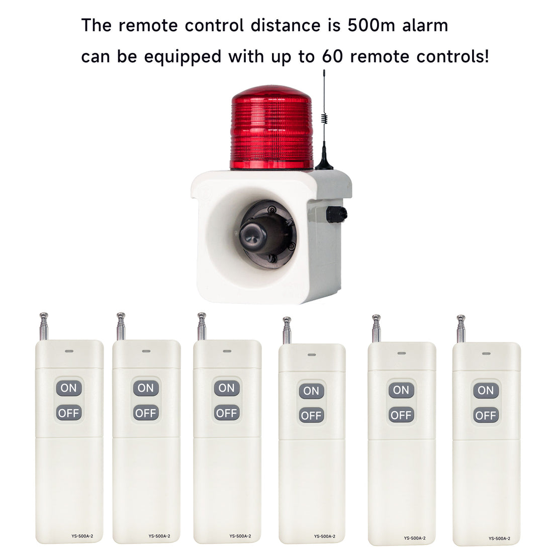 YASONG 500m Wireless Remote Control for Alarm Siren, ON/OFF Control, White, Pairing Required, Multi-Alarm Use