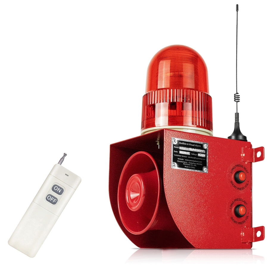 YASONG SLA-01HY-P 120dB Long-Range Wireless Alarm Siren, 500m/2000m Remote, USB Voice Update, 2.6Ah Battery