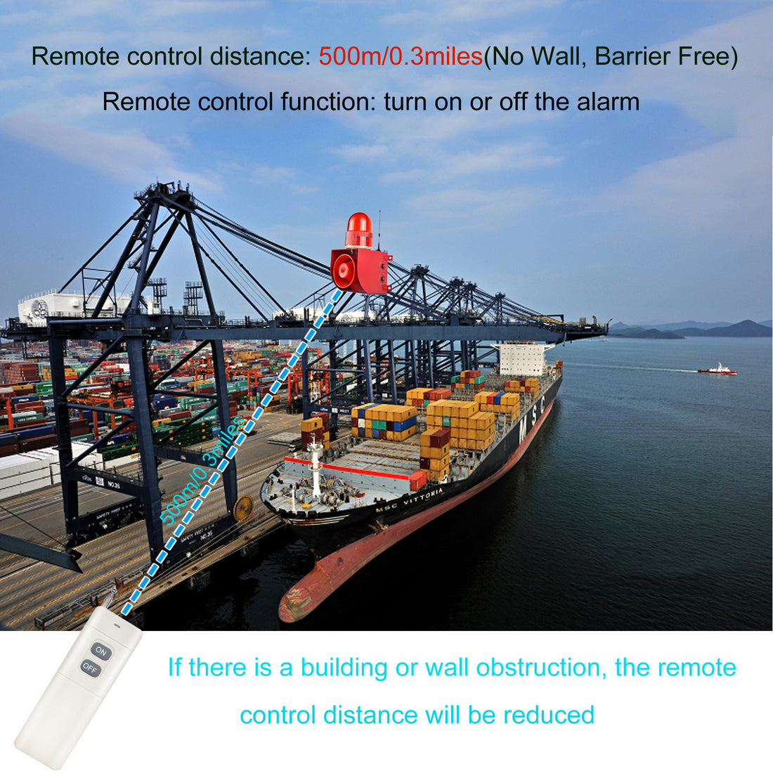 YASONG 500m Wireless Remote Control for Alarm Siren, ON/OFF Control, White, Pairing Required, Multi-Alarm Use
