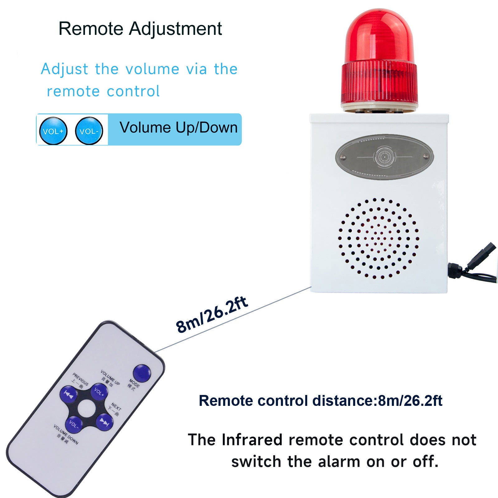 YASONG SLA-B02K 120dB Discrete Signal Alarm Siren, 25W, 12 Tones, IP65, USB Upload, LED Strobe