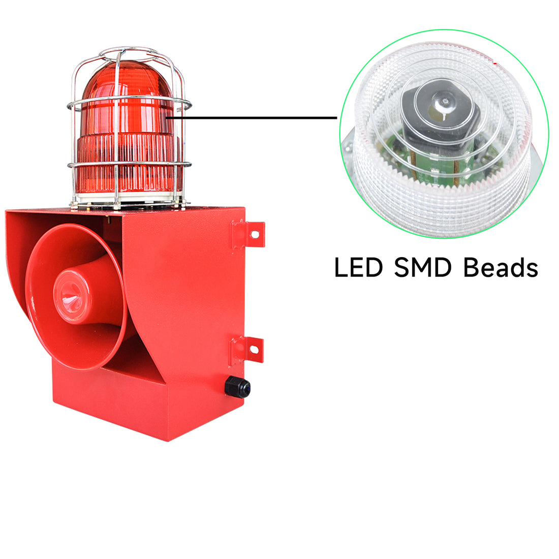 YASONG SLA-05G-P 130dB Stainless Steel Alarm Siren, 45W, IP66 Waterproof, LED Strobe, Wall Mount
