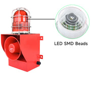 YASONG SLA-05G-P 130dB Stainless Steel Alarm Siren, 45W, IP66 Waterproof, LED Strobe, Wall Mount