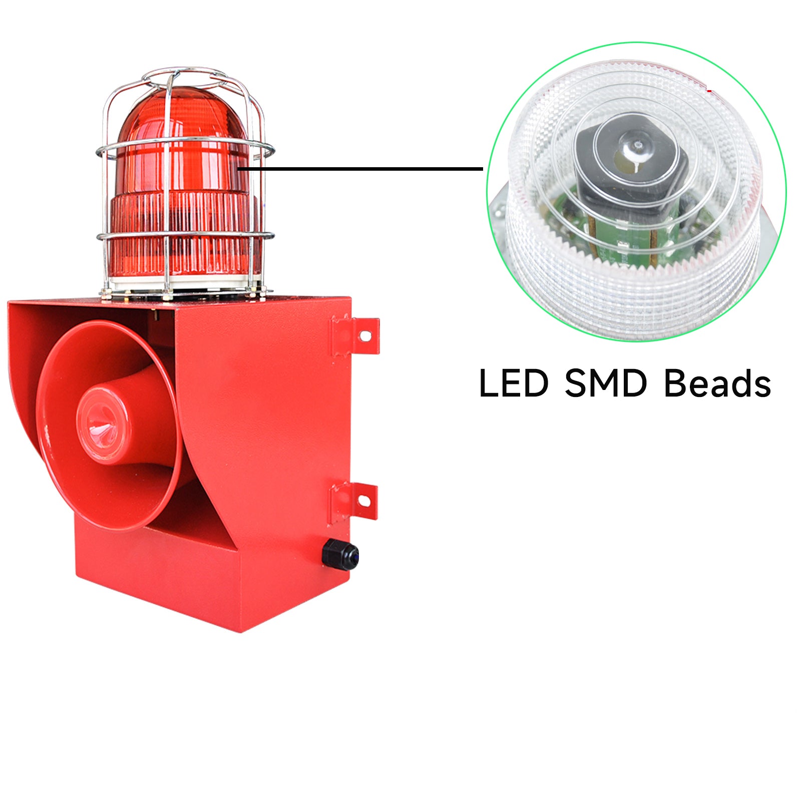 YASONG SLA-05G-P 130dB Stainless Steel Alarm Siren, 45W, IP66 Waterproof, LED Strobe, Wall Mount