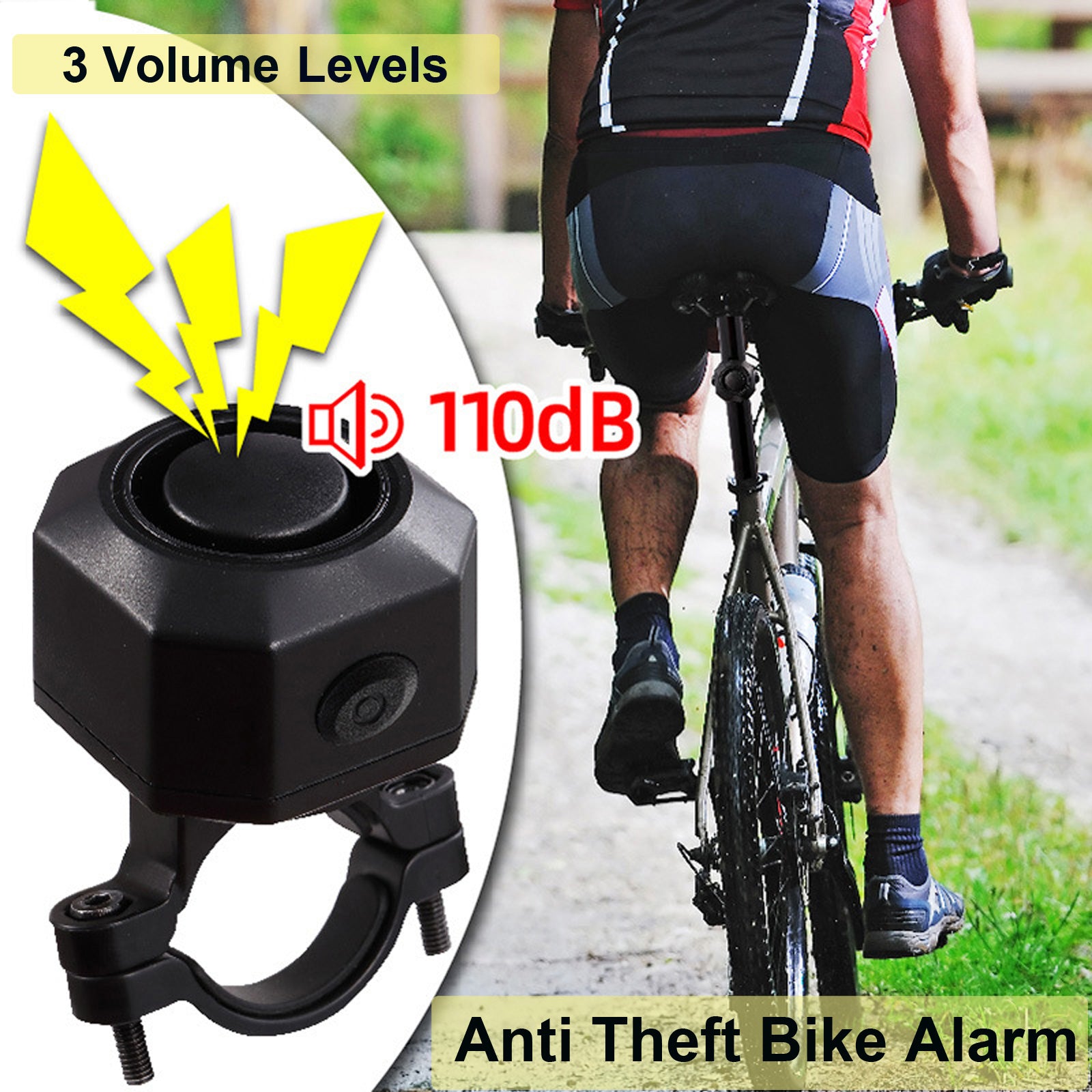 Alarme de vélo rechargeable USB YASONG, antivol sans fil pour moto et vélo avec télécommande et système d'alarme à détection de mouvement et de vibrations (1 pièce)