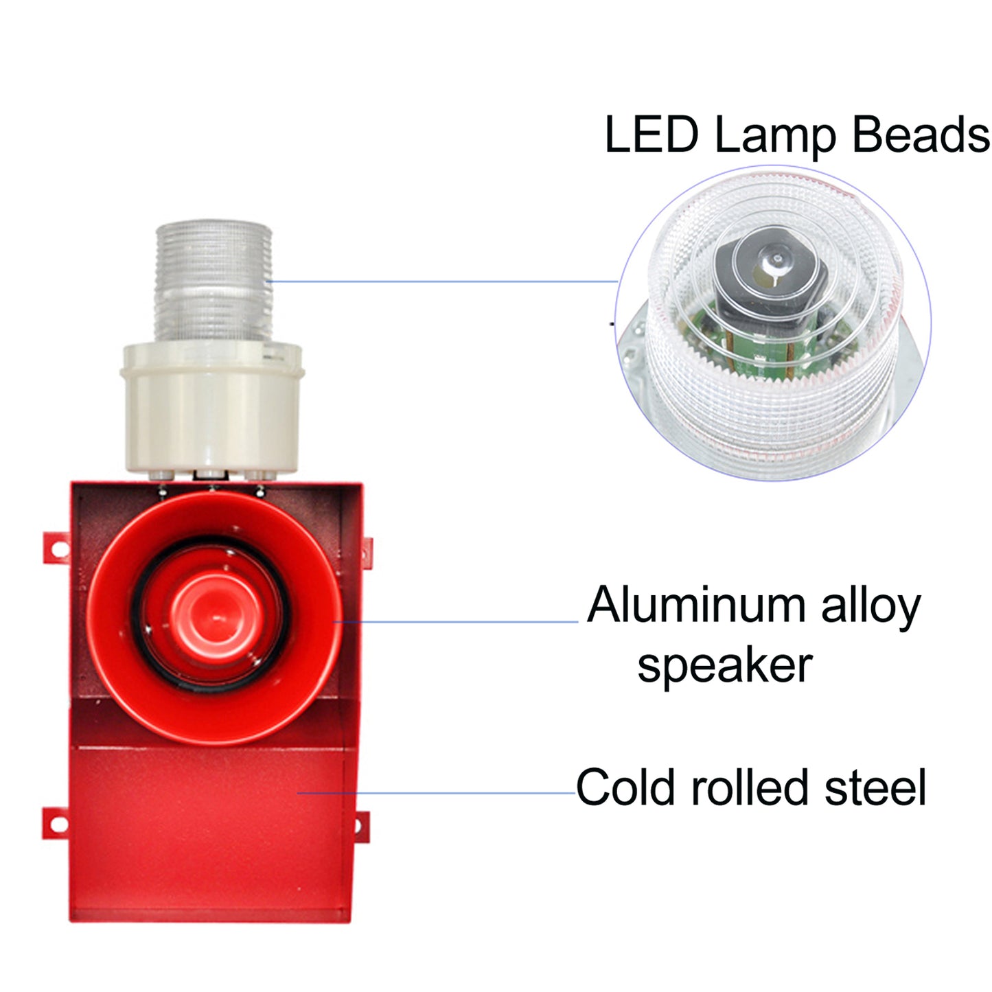 Siren Alarm with Button Control Box 130dB Loudspeaker 45W Security Emergency Alarm Range of 100m-150m for Farm School Factory Home SLA-06AZ