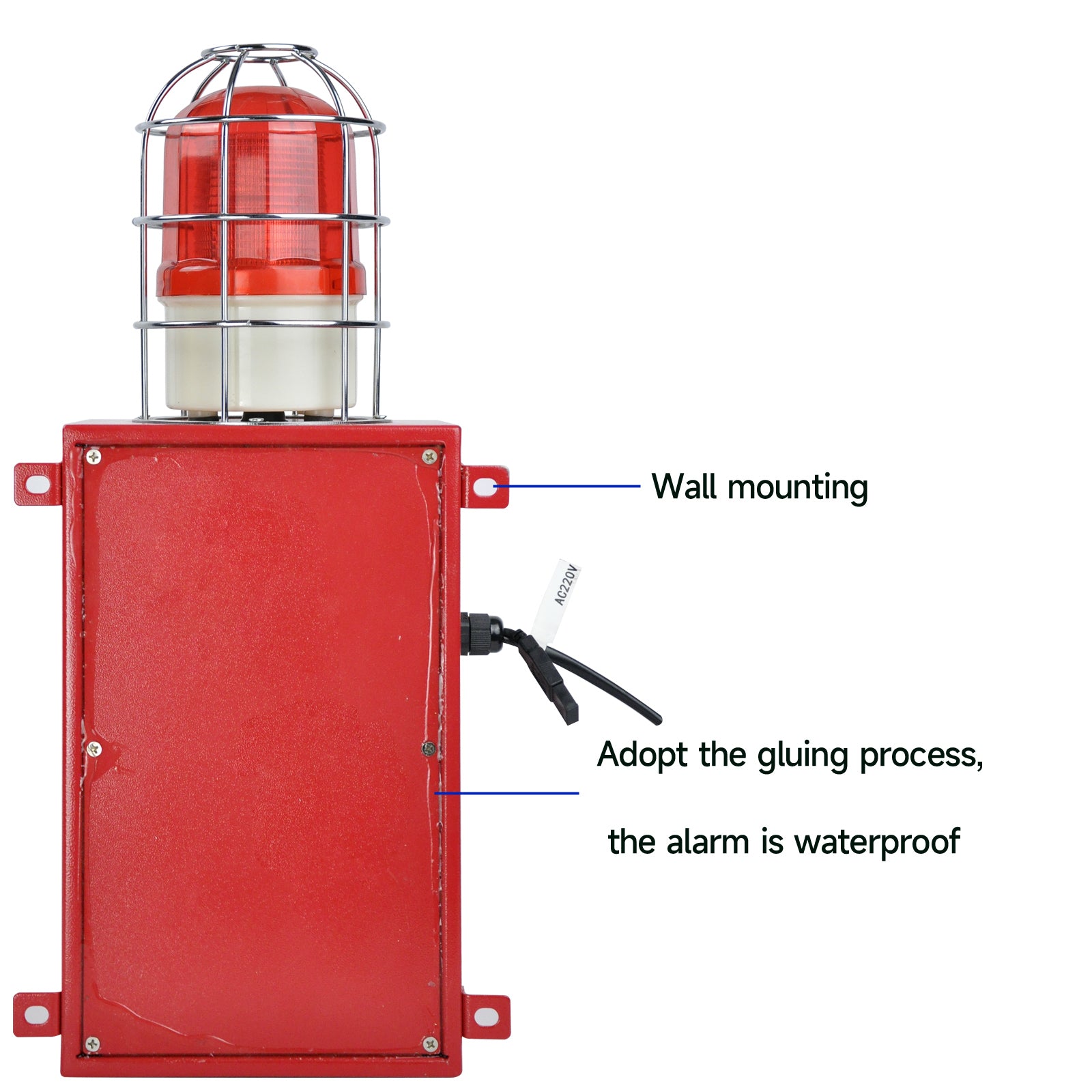 YASONG Sirena de Alarma Anticolisión Exterior 80W 130dB con Luz Estroboscópica para Puerto, Muelle, Fábrica, Alarma de Emergencia, Alcance de 150 Metros SLA-09