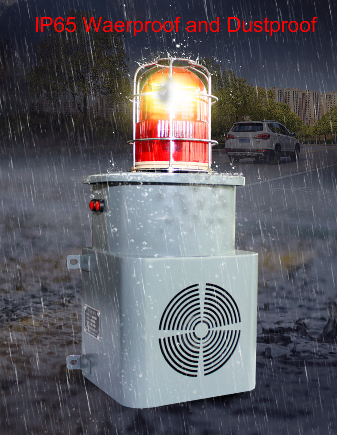 YASONG SLA-08 130dB Anti-Collision Siren, 50W, Adjustable Volume & 12 Tones, IP65, USB Upload, LED Strobe