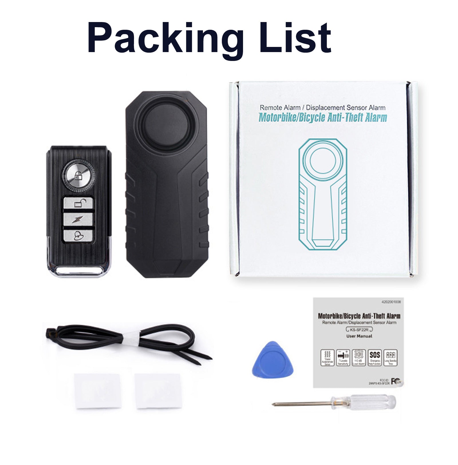 YASONG Alarme de vélo avec télécommande, alarme moto 113 dB puissante, alarme antivol pour vélo, système d'alarme de sécurité sans fil à vibration pour véhicule, lot de 2