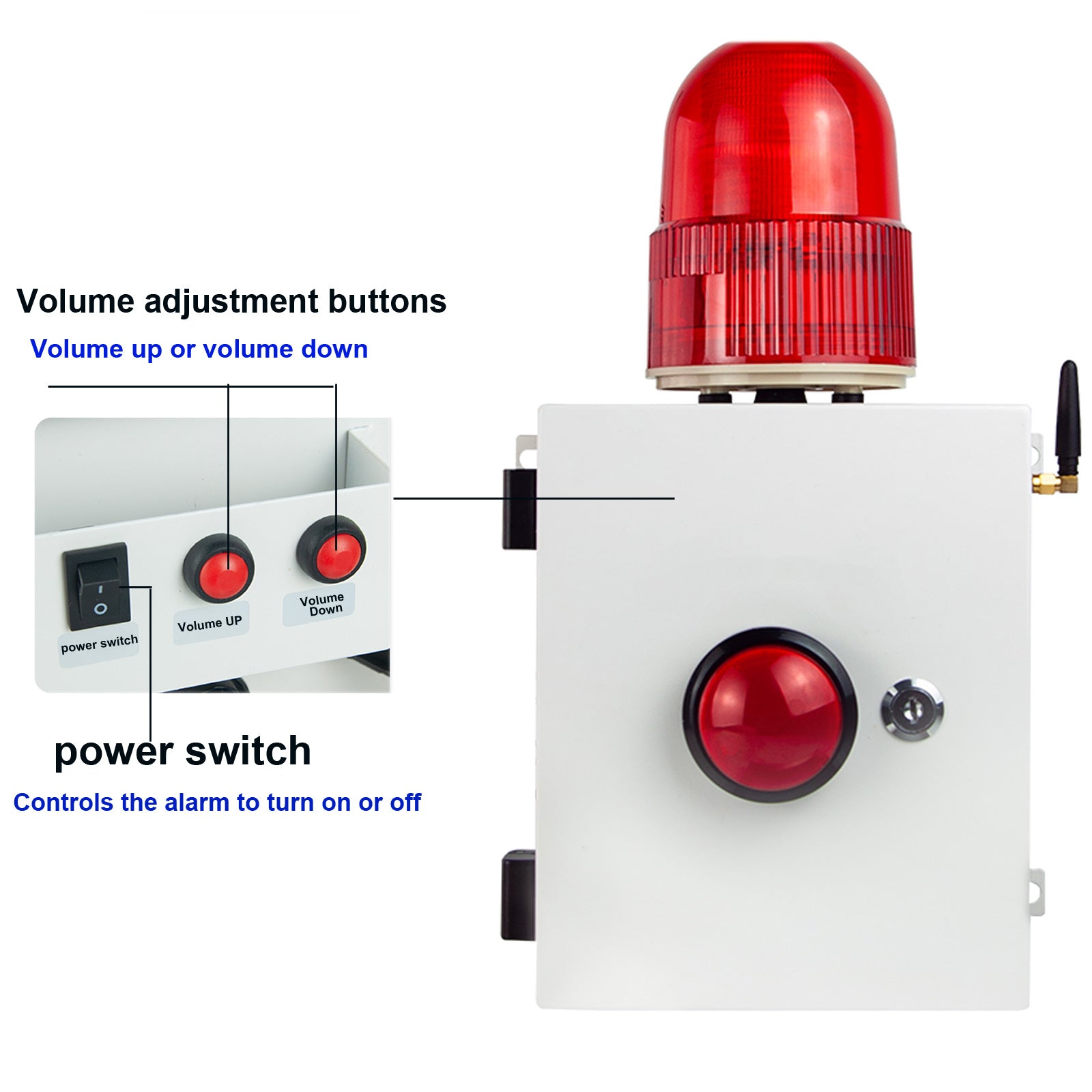 YASONG SLA-YJ01 120dB Emergency Alarm Siren with Plug, 6 Tones, IP54, LED Strobe, Wall Mount