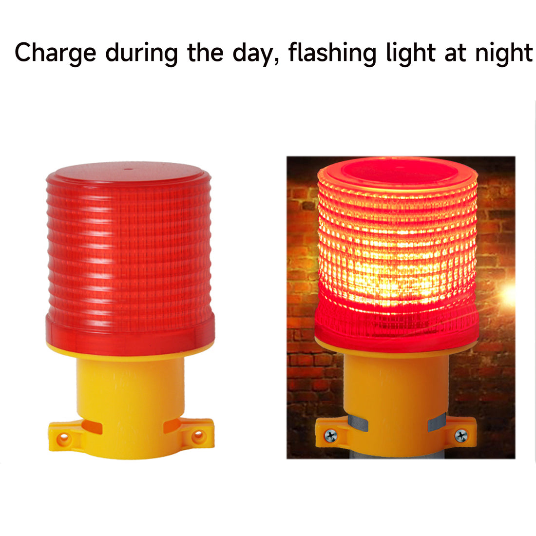 YASONG SL-5080 Solar Industrial LED Warning Light, IP44 Strobe Beacon, 6 LEDs, 72H Work Time