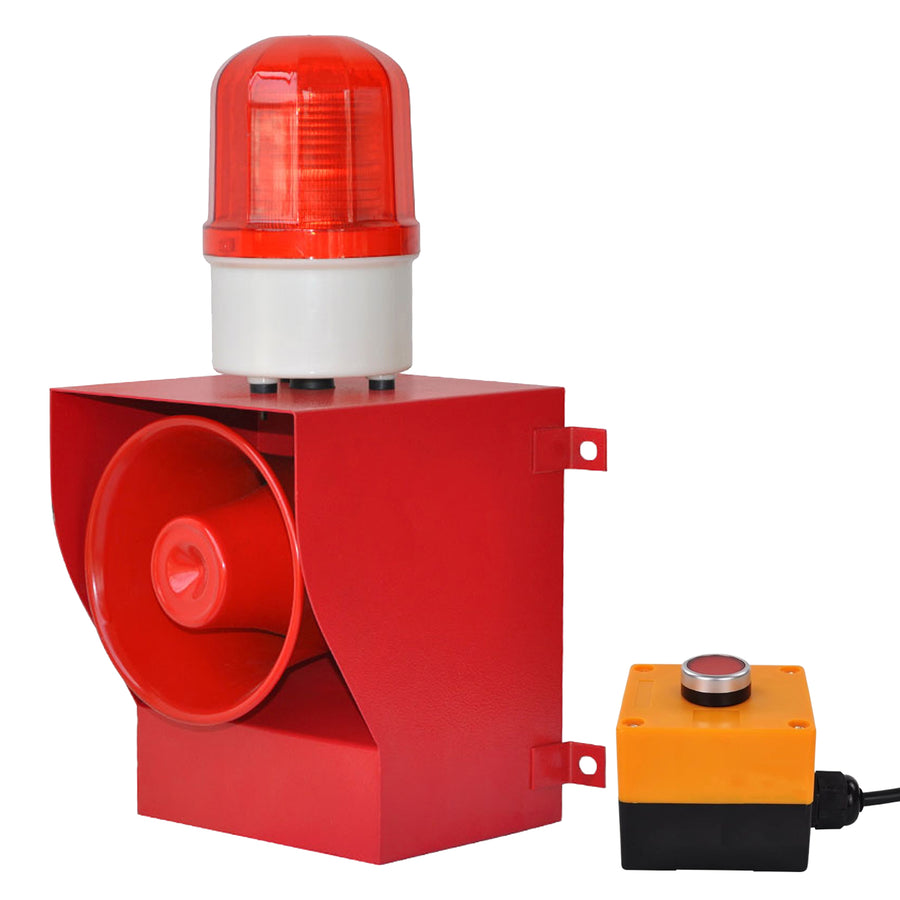 YASONG SLA-05AZ 130dB Button Control Alarm Siren, 45W, IP65, Red LED Strobe, One-Button Linkage