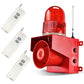 Sirena de alarma inalámbrica exterior con control remoto de 0.3 millas/500m, sirena de luz interior de seguridad de emergencia industrial con volumen ajustable y 3 controles remotos, bocina de 120dB SLA-01TY-500-3