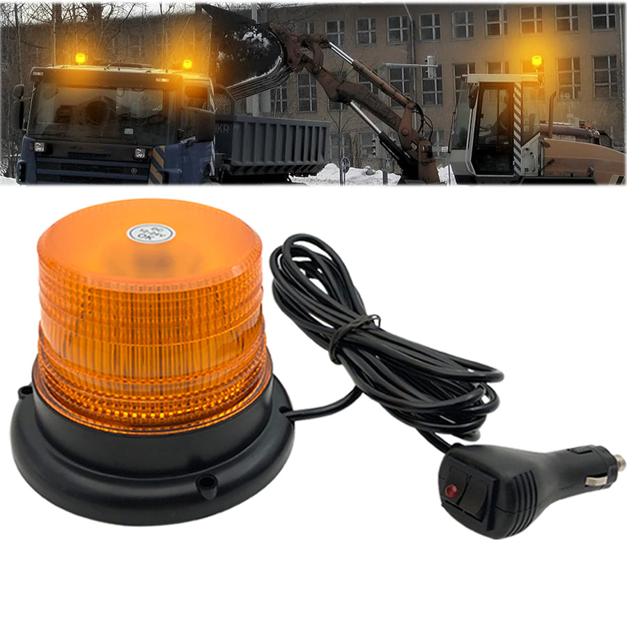 YASONG SLA-5105 Amber 60 LED Magnetic Beacon Light, DC12V-48V, 60W, IP65, 10 Modes, 16.4ft Cord