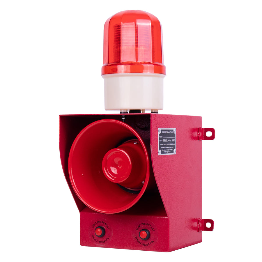 YASONG SLA-05BK 130dB Dry Contact Trigger Alarm Siren, 45W, 12 Tones, IP65, USB Upload, LED Strobe