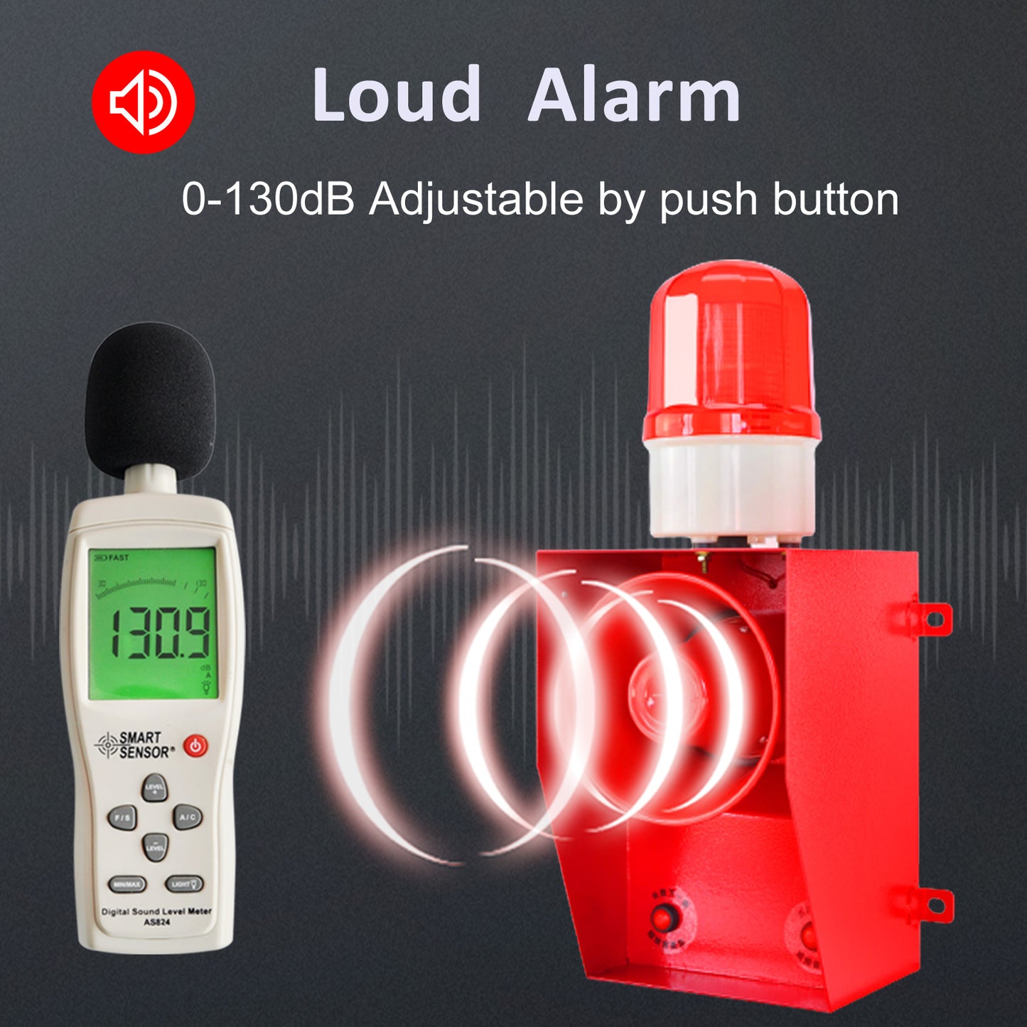 One Button Siren Alarm 130db Horn 12Tone Tornado Fire Alarm Siren Home Security Systerm Alarm Range of 150m-300m for Warehouse Factory Farm Harbor Dock SLA-06BZ