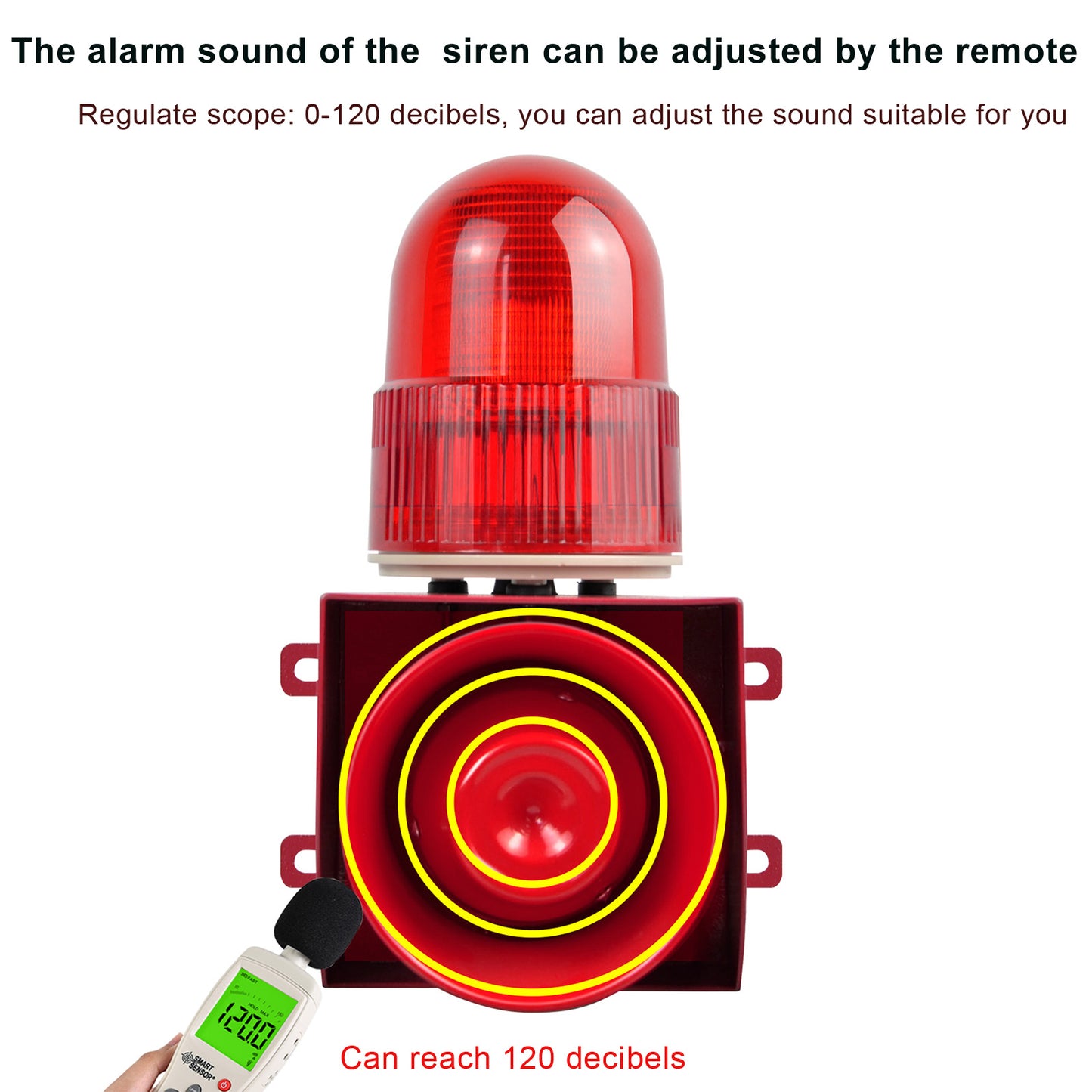 YASONG SLA-01W Motion Sensor & Detector Alarm Siren Waterproof LED Strobe Warning Light Siren with 120dB Horn Power 25W  for Factories, Warehouses and Docks