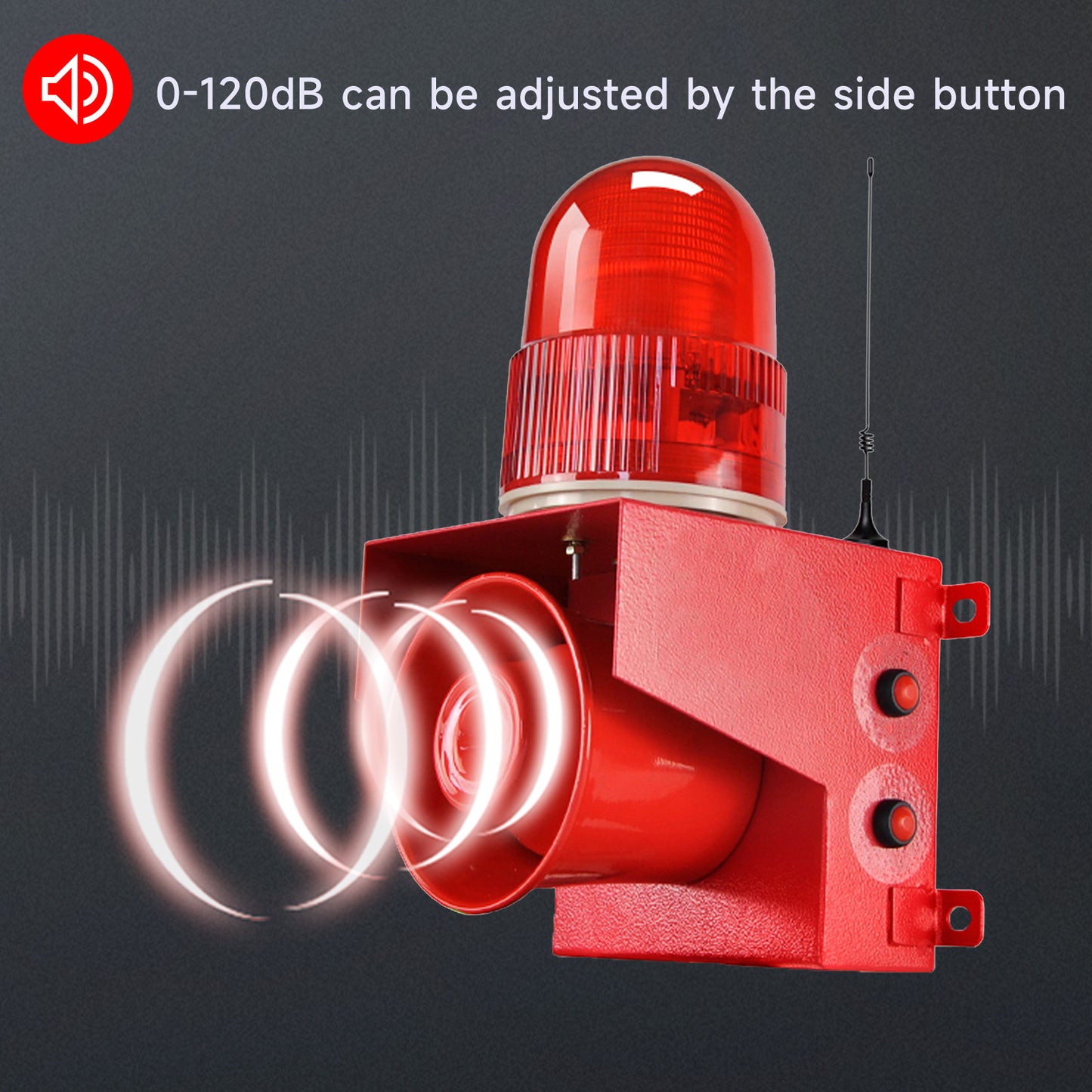 500m/2000m Wireless Remote Control  Alarm Siren 120dB Horn 12 Tone Adjustable Outdoor Industrial Waterproof LED Strobe Alarm System for Noisy Environment Emergency Alarm SLA-01TY