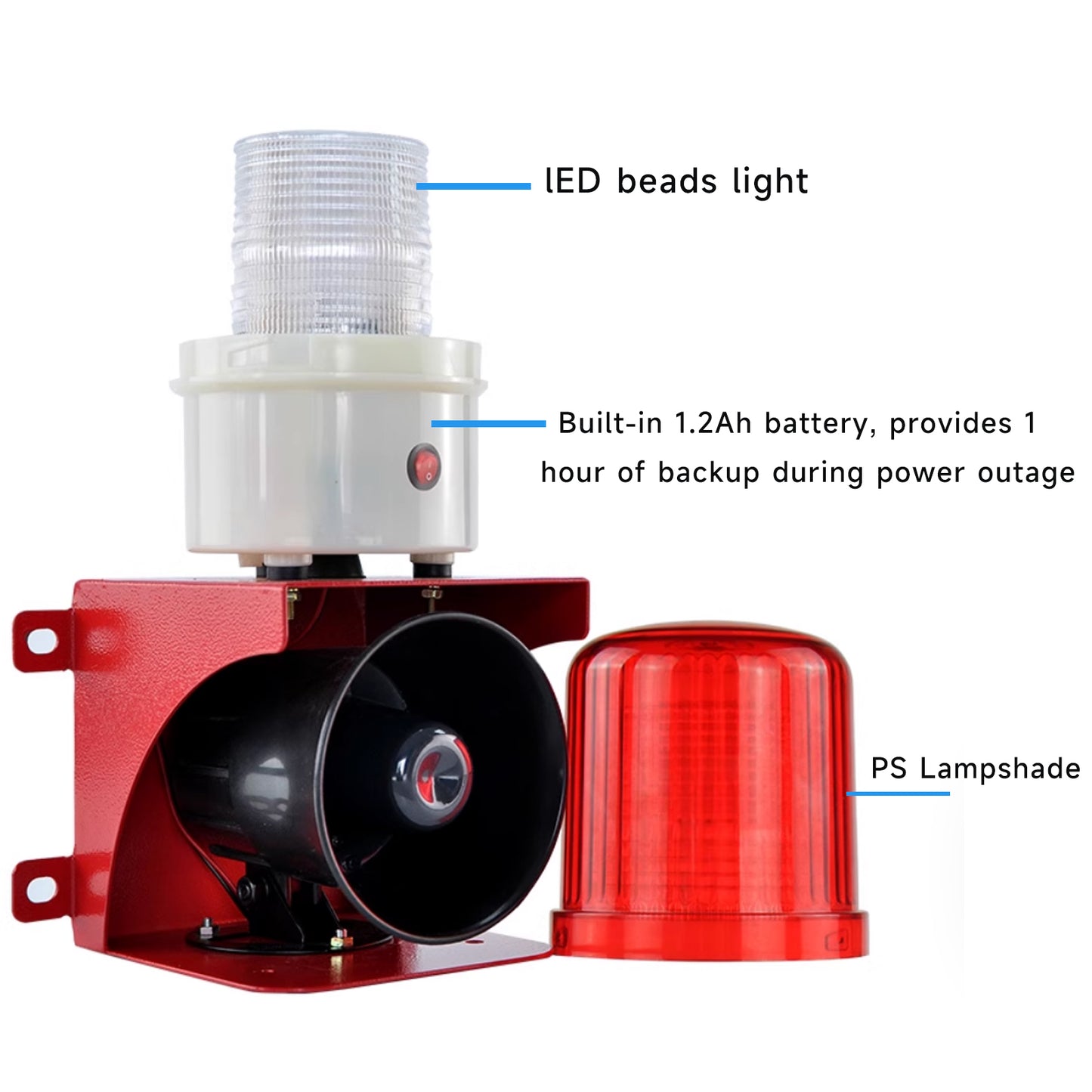 Power Failure Alarm Siren Waterproof 110dB Loud Horn Led Strobe light Power Outage Siren for Farm, Fish Pond, Bank and Security SLA-003