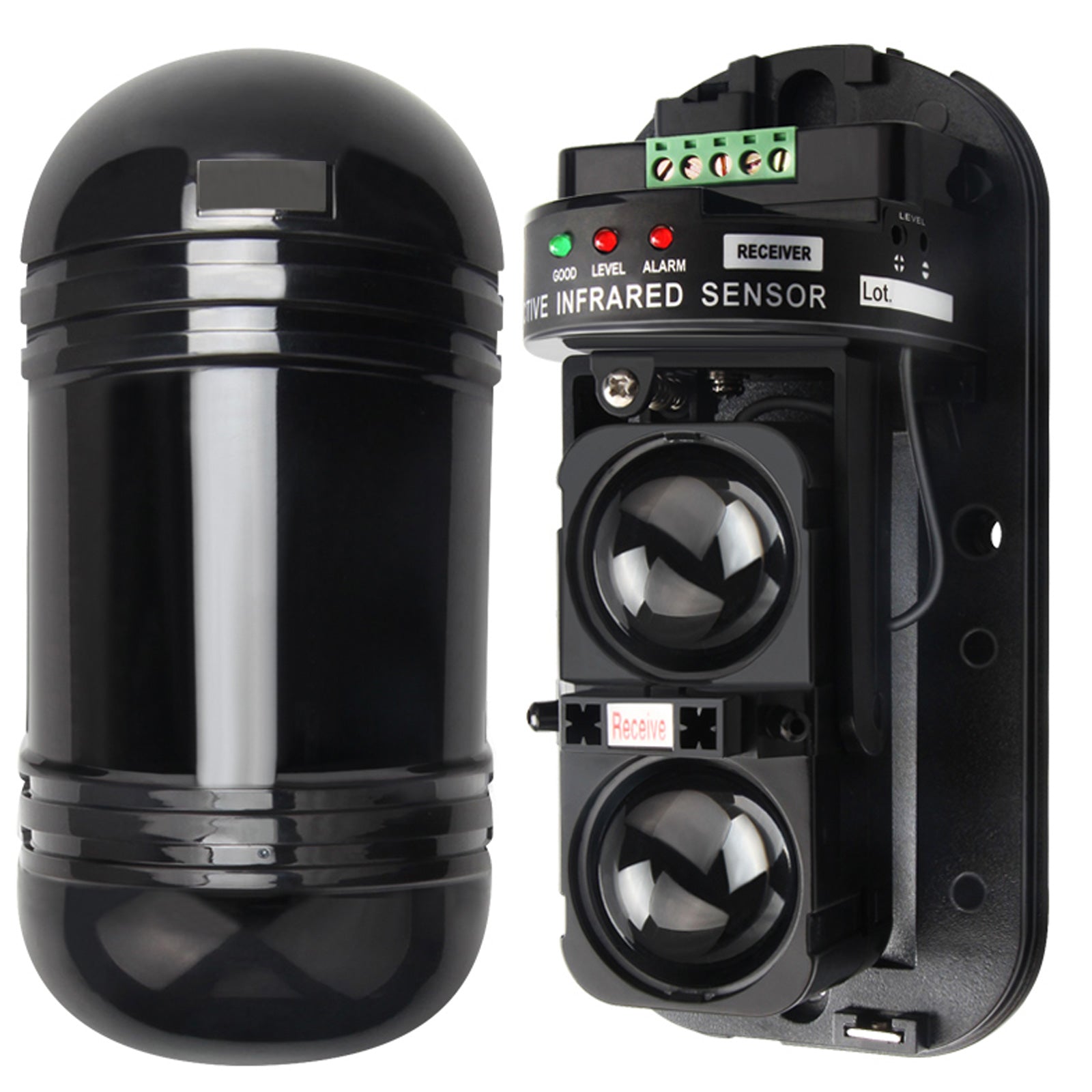 YASONG SLA-01HK+ABT100 120dB Infrared Beam Alarm Kit, 100m Detector, 25W, IP65, USB Audio, LED Strobe