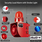 YASONG SLA-01HY-P 120dB Long-Range Wireless Alarm Siren, 500m/2000m Remote, USB Voice Update, 2.6Ah Battery
