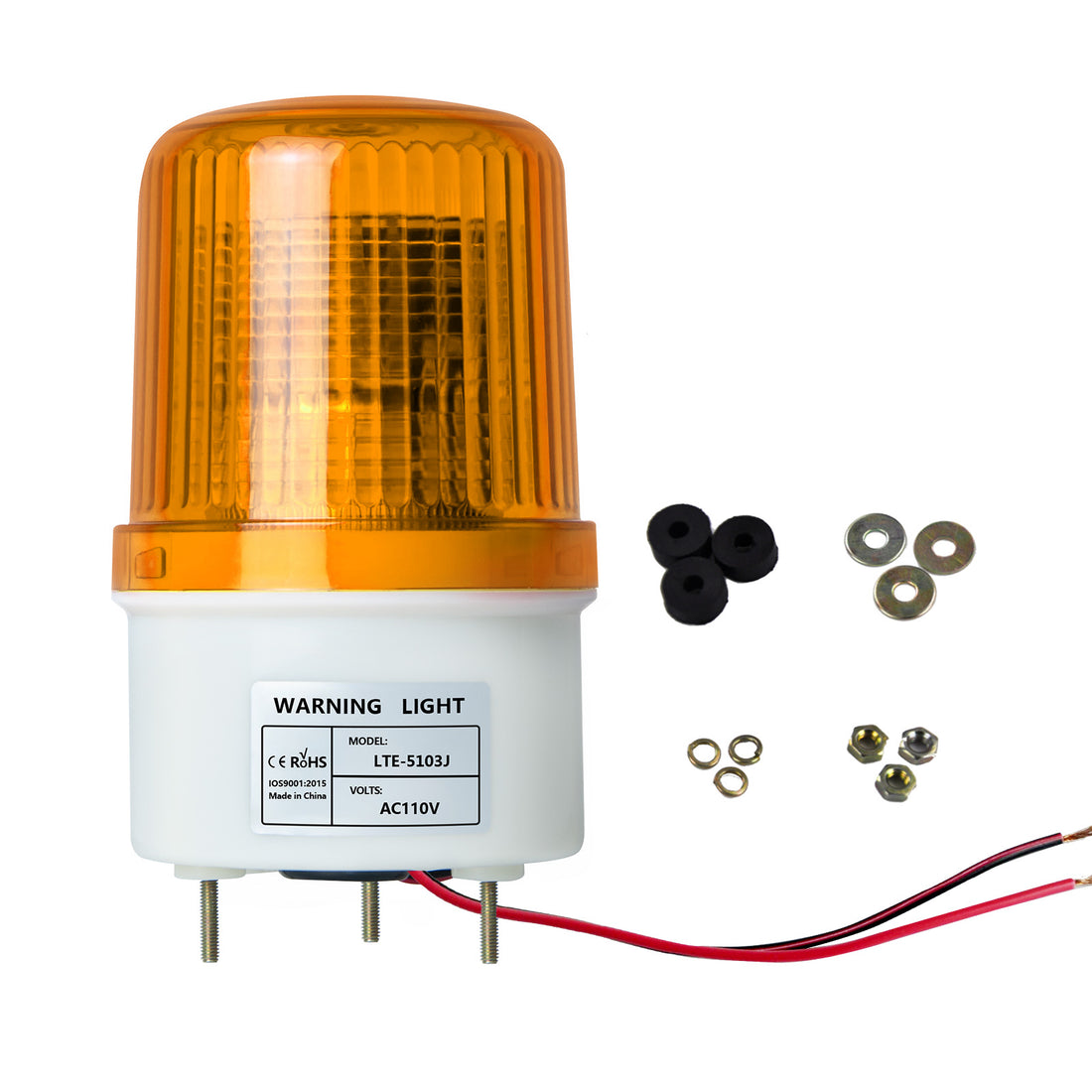 YASONG LTE-5103J LED Strobe Beacon Warning Light, 90dB Buzzer, 3W, IP44, Screw Mount, DC/AC Options
